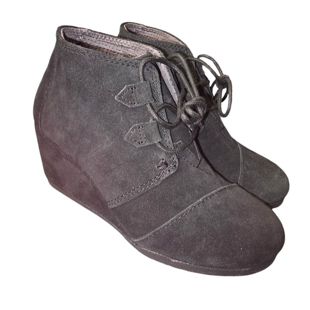 BRAND NEW Toms Kala Black Suede Wedges